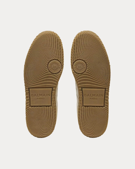 Balmain Swan Suede, Aged Suede & Canvas Beige Low Top Sneakers - 5