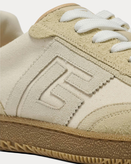 Balmain Swan Suede, Aged Suede & Canvas Beige Low Top Sneakers - 6