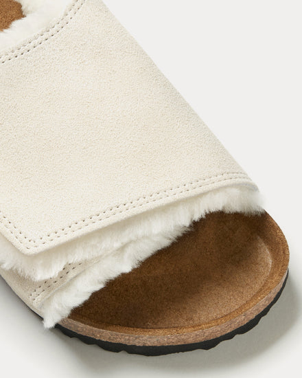 Birkenstock x Stüssy Unisex Solana Shearling Bone Slides