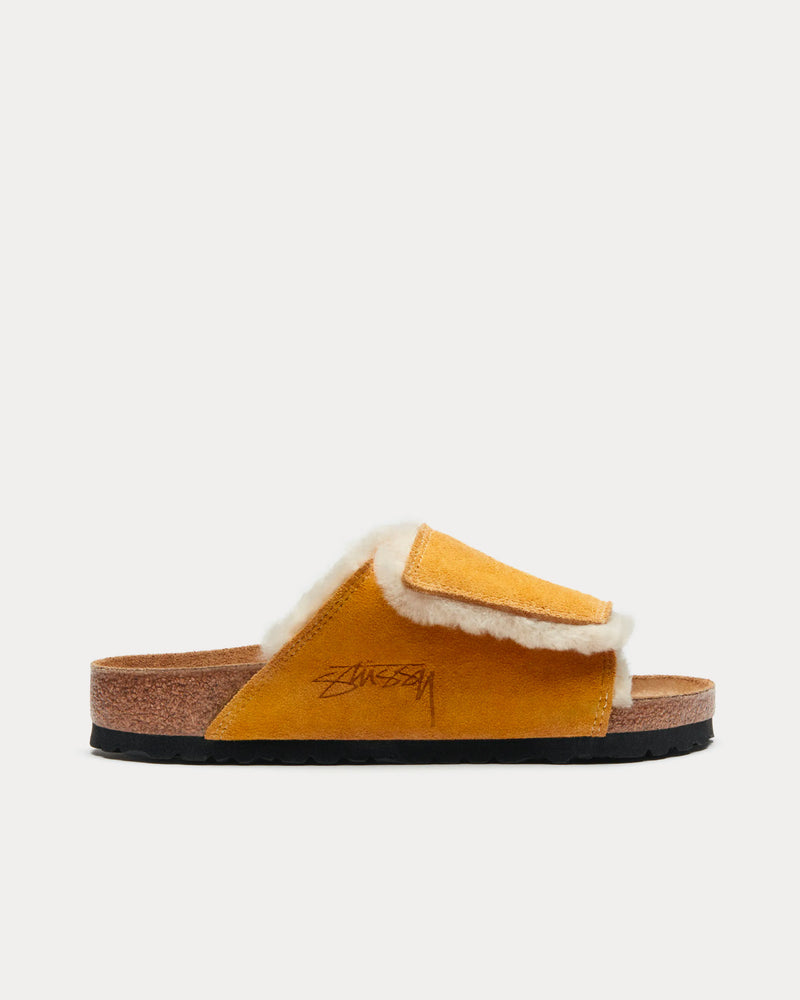 Birkenstock x Stüssy Unisex Solana Shearling Caramel Slides