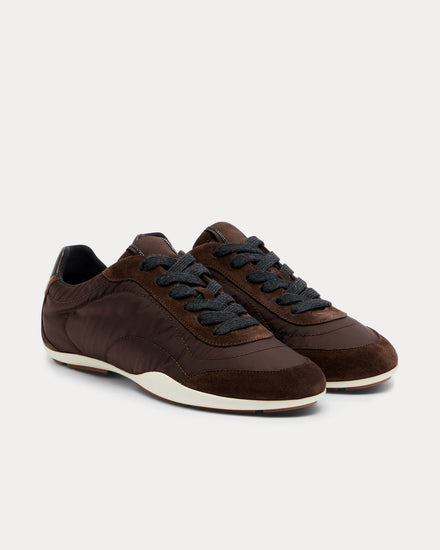Brunello Cucinelli Monili Shell & Suede Brown Low Top Sneakers - 2