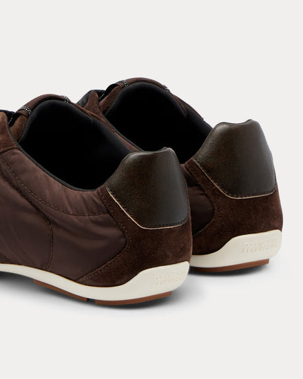 Brunello Cucinelli Monili Shell & Suede Brown Low Top Sneakers - 4
