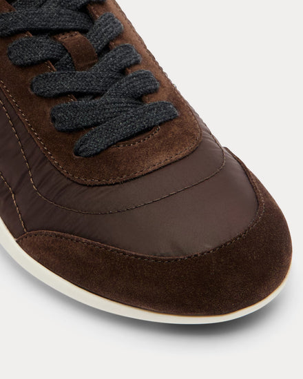 Brunello Cucinelli Monili Shell & Suede Brown Low Top Sneakers - 5