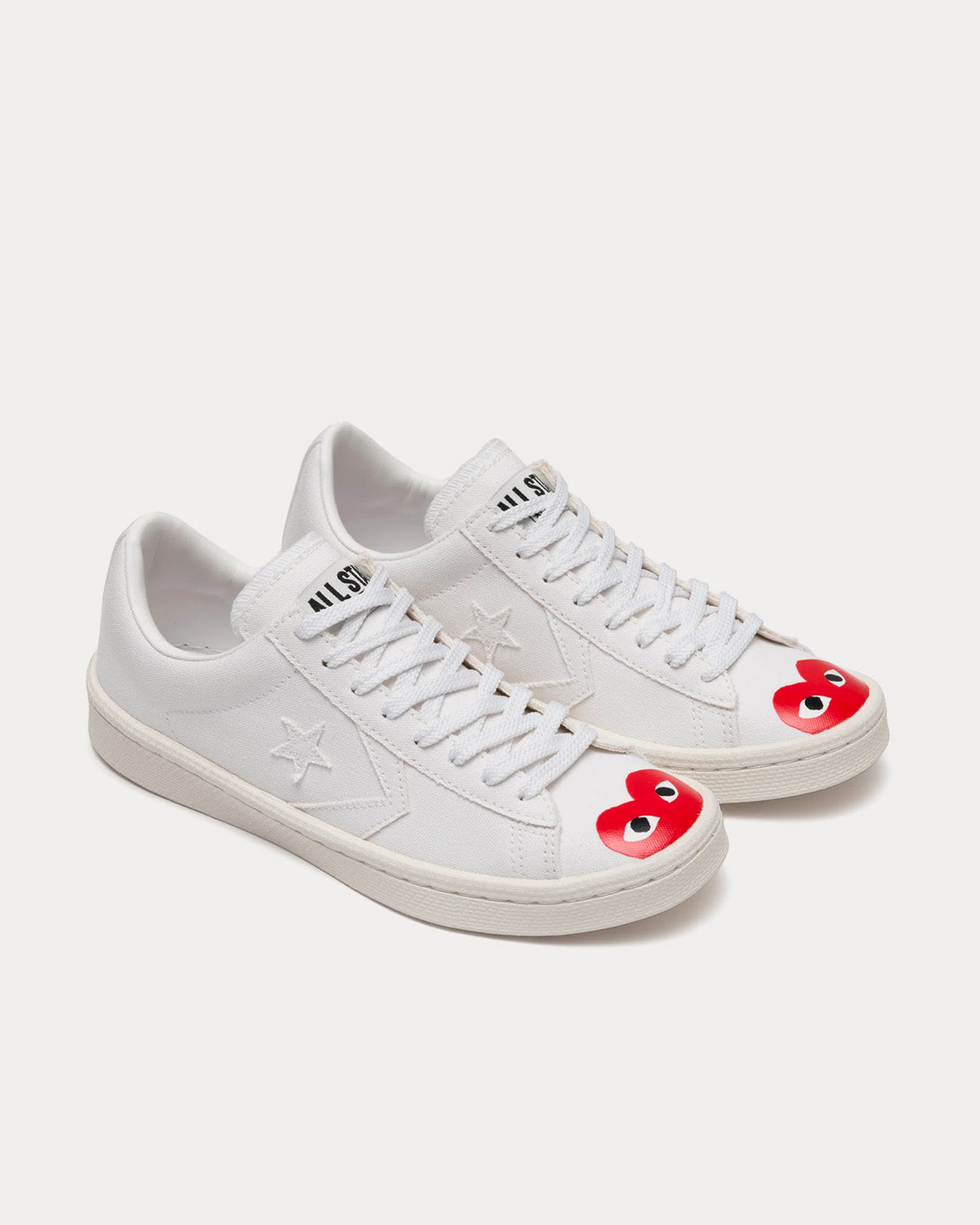 Converse x Comme des Garçons PLAY - Play Red Heart Pro Leather White Low Top Sneakers