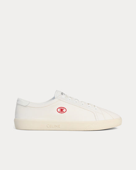 Celine Lou Canvas & Calfskin with Embroidered Triomphe White Low Top Sneakers - 1