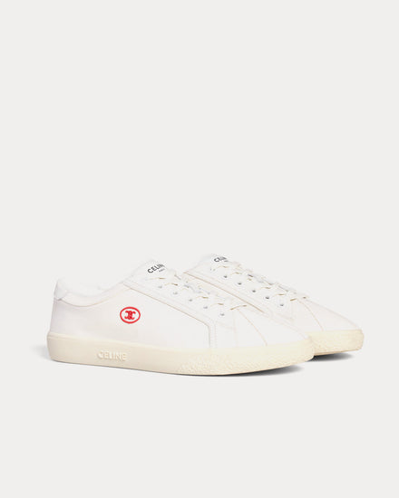Celine Lou Canvas & Calfskin with Embroidered Triomphe White Low Top Sneakers - 2