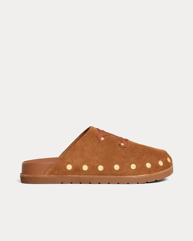 Celine Pitea Suede Cognac Clogs - 1