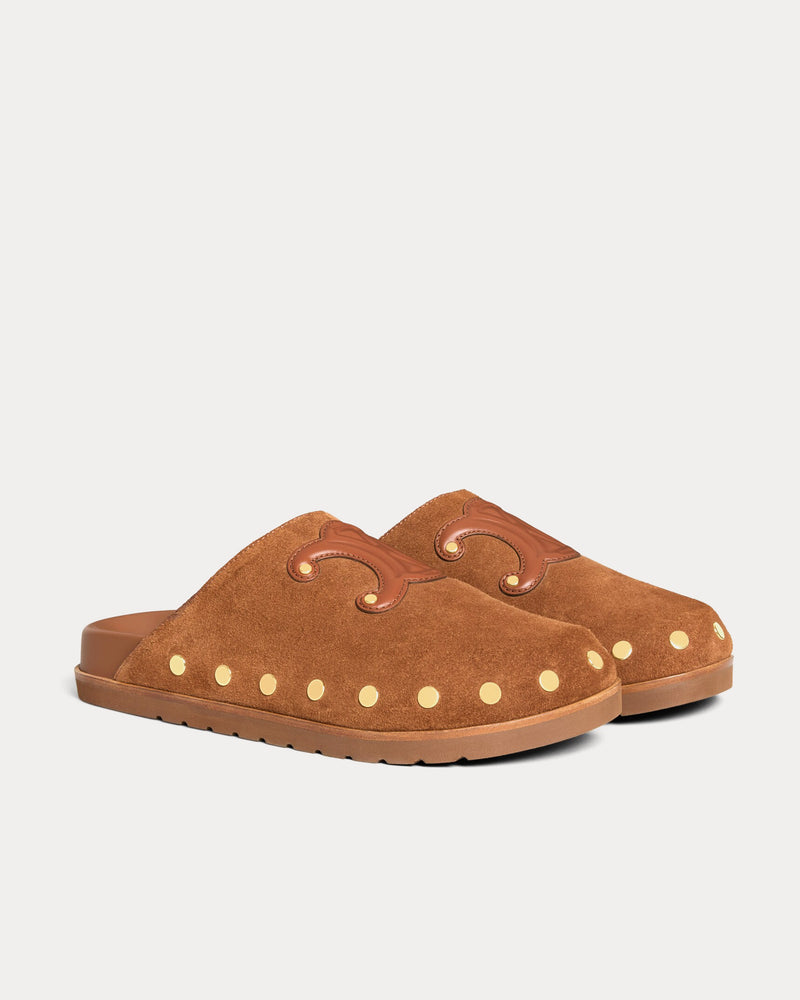 Celine Pitea Suede Cognac Clogs - 2