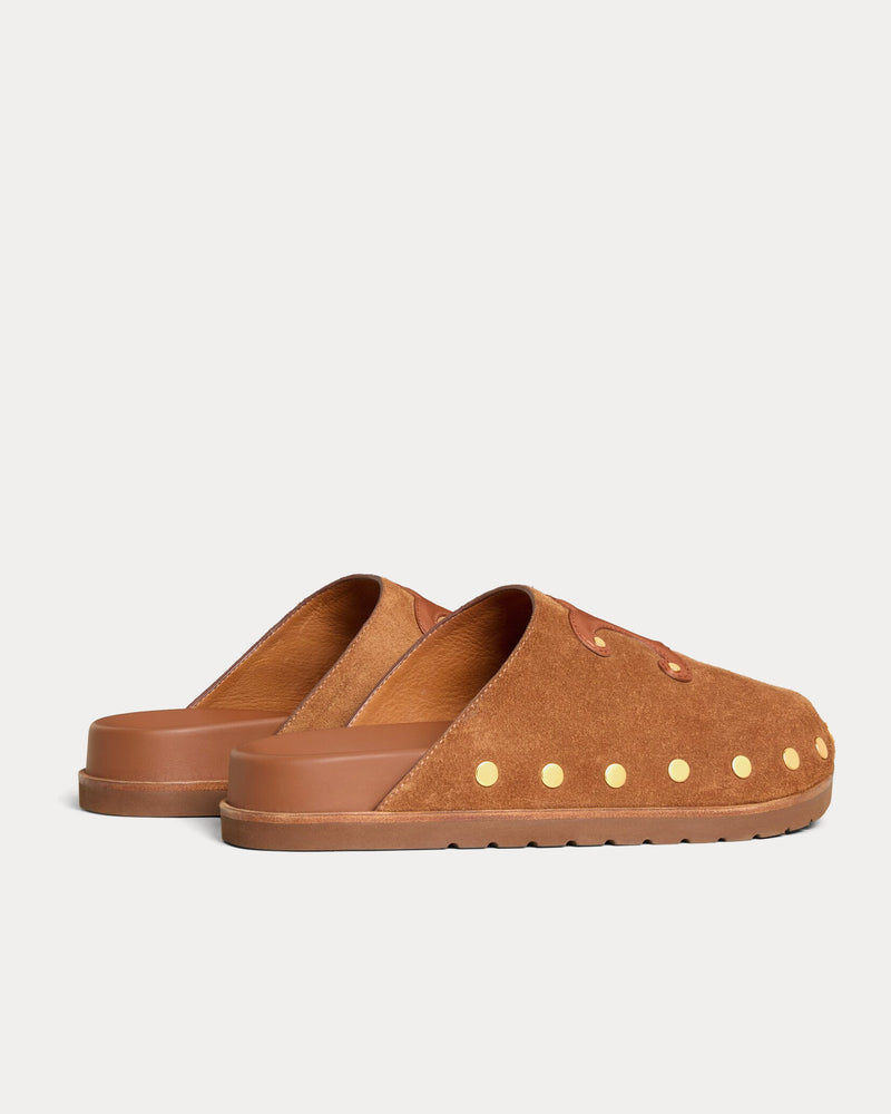 Celine Pitea Suede Cognac Clogs - 3