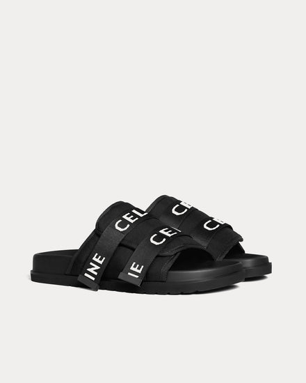 Celine Pitea Strappy Celine Jacquard Black / White Sandals - 2