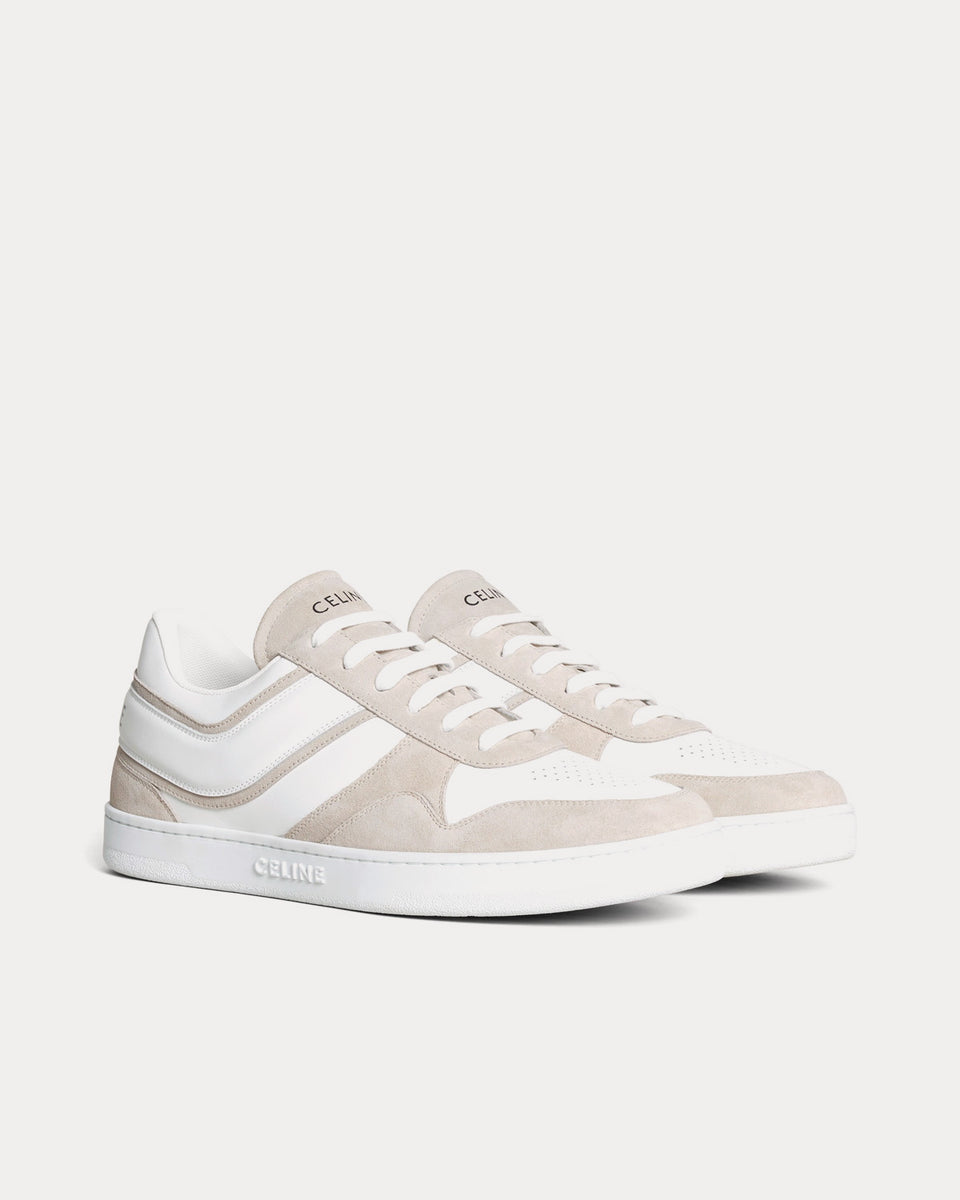 JOGGER LOW LACE-UP SNEAKER IN CALFSKIN & SUEDE CALFSKIN OPTIC WHITE/GREY