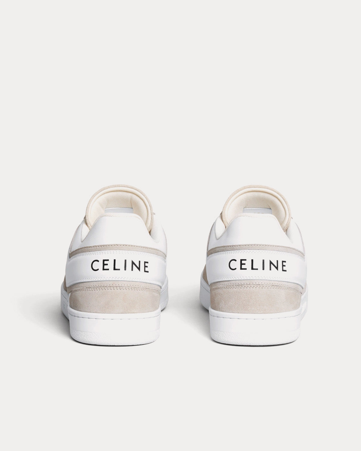 Celine - Lace-Up Suede & Calfskin Leather Light Beige / Optic White Low Top Sneakers