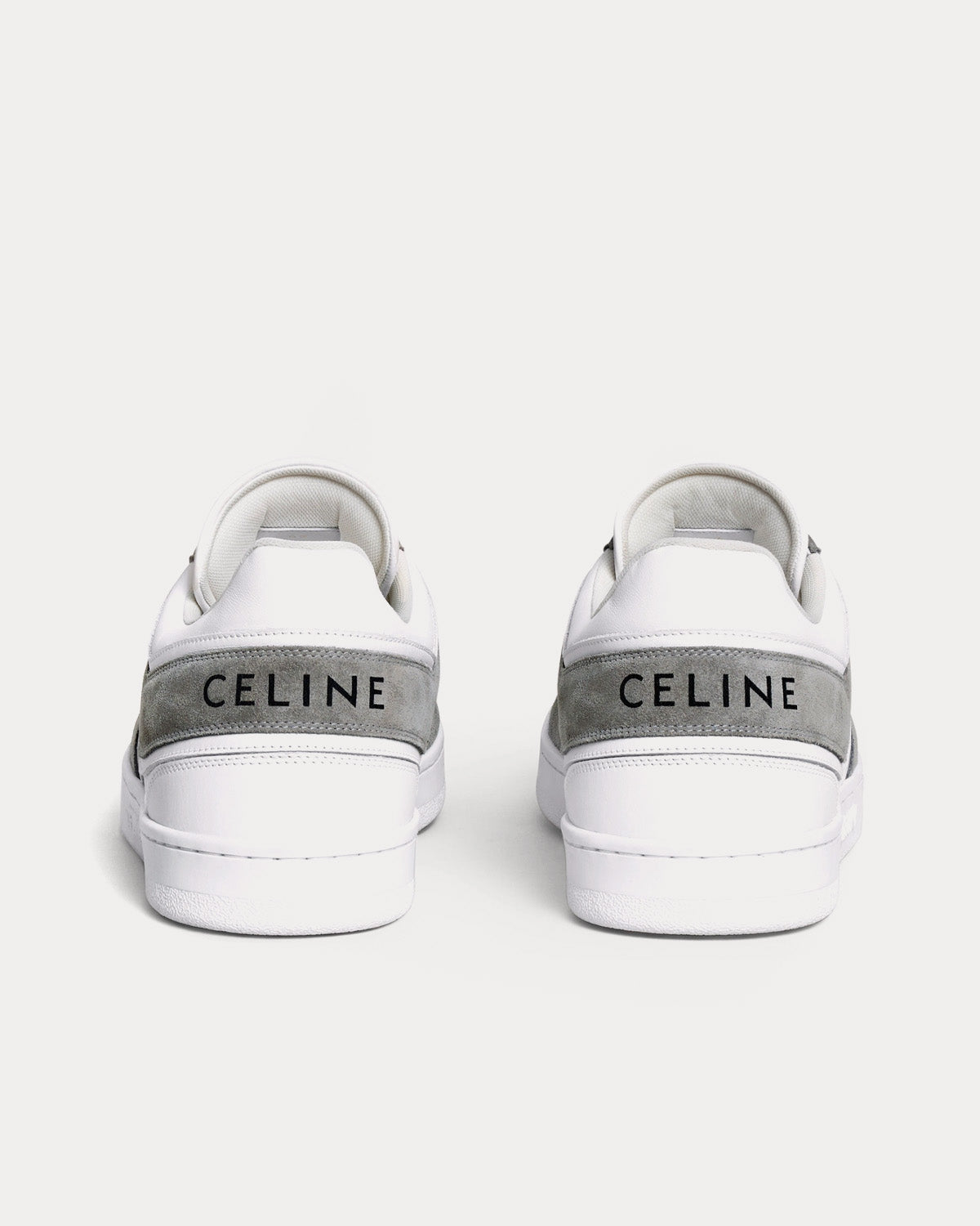 Celine - Lace-Up Suede & Calfskin Leather Grey / Optic White Low Top Sneakers