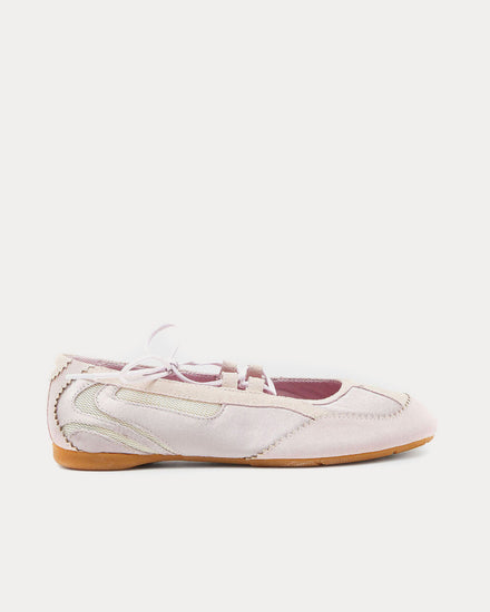 Diesel D-Mile Leather & Mesh Pink Lace-up Ballerina Flats - 1