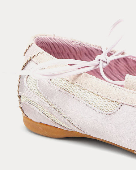 Diesel D-Mile Leather & Mesh Pink Lace-up Ballerina Flats - 2