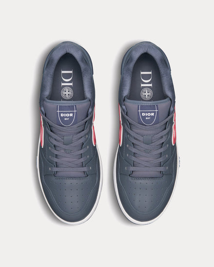 Dior x Stone Island B57 Limited & Numbered Edition Blue and Red Smooth Calfskin Low Top Sneakers - 2