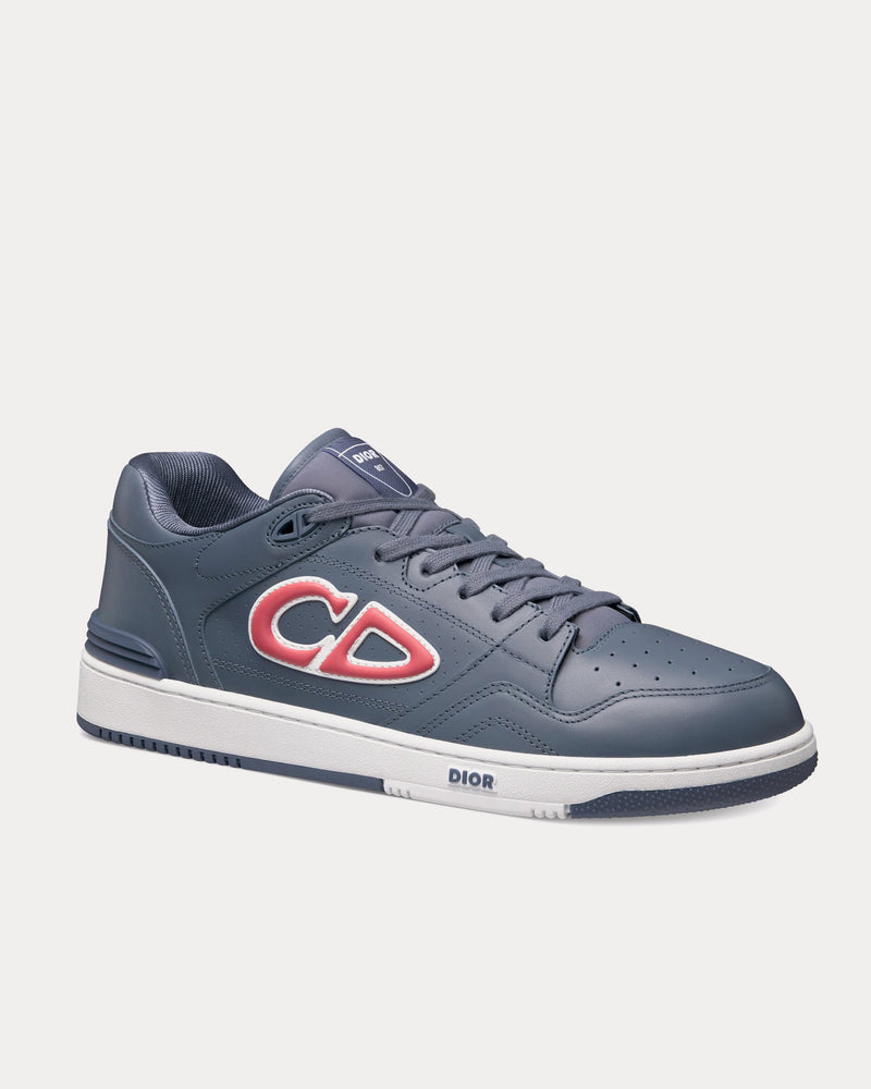 Dior x Stone Island B57 Limited & Numbered Edition Blue and Red Smooth Calfskin Low Top Sneakers - 3