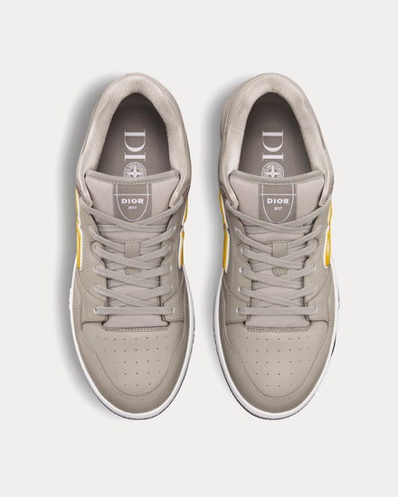 Dior x Stone Island B57 Limited & Numbered Edition Gray and Yellow Smooth Calfskin Low Top Sneakers - 2