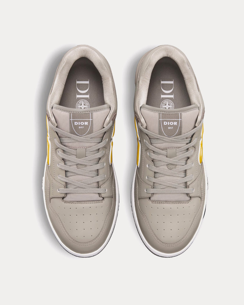 Dior x Stone Island B57 Limited & Numbered Edition Gray and Yellow Smooth Calfskin Low Top Sneakers - 2