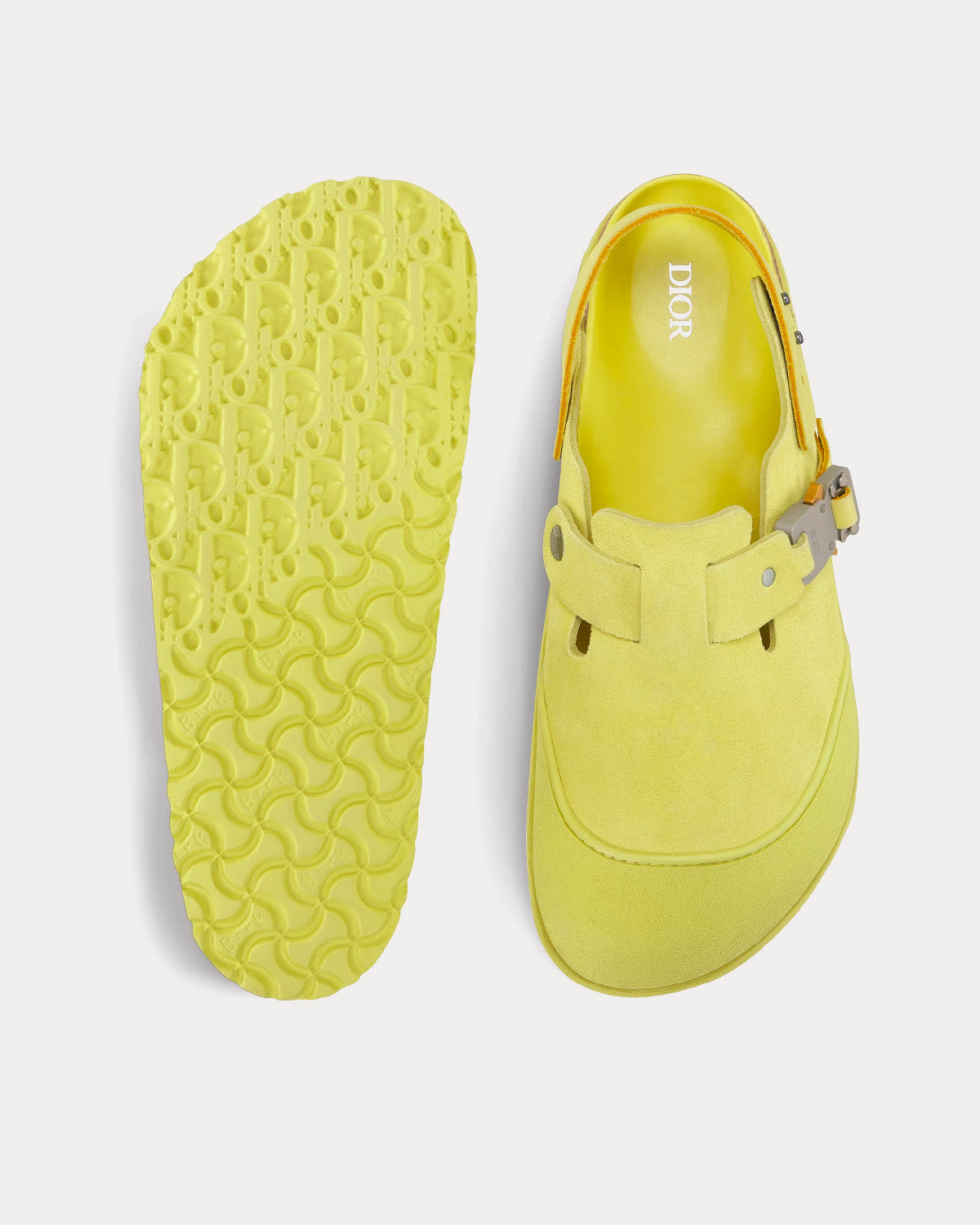 Dior x Birkenstock - Tokio Mule Pastel Yellow Nubuck Calfskin Slip Ons