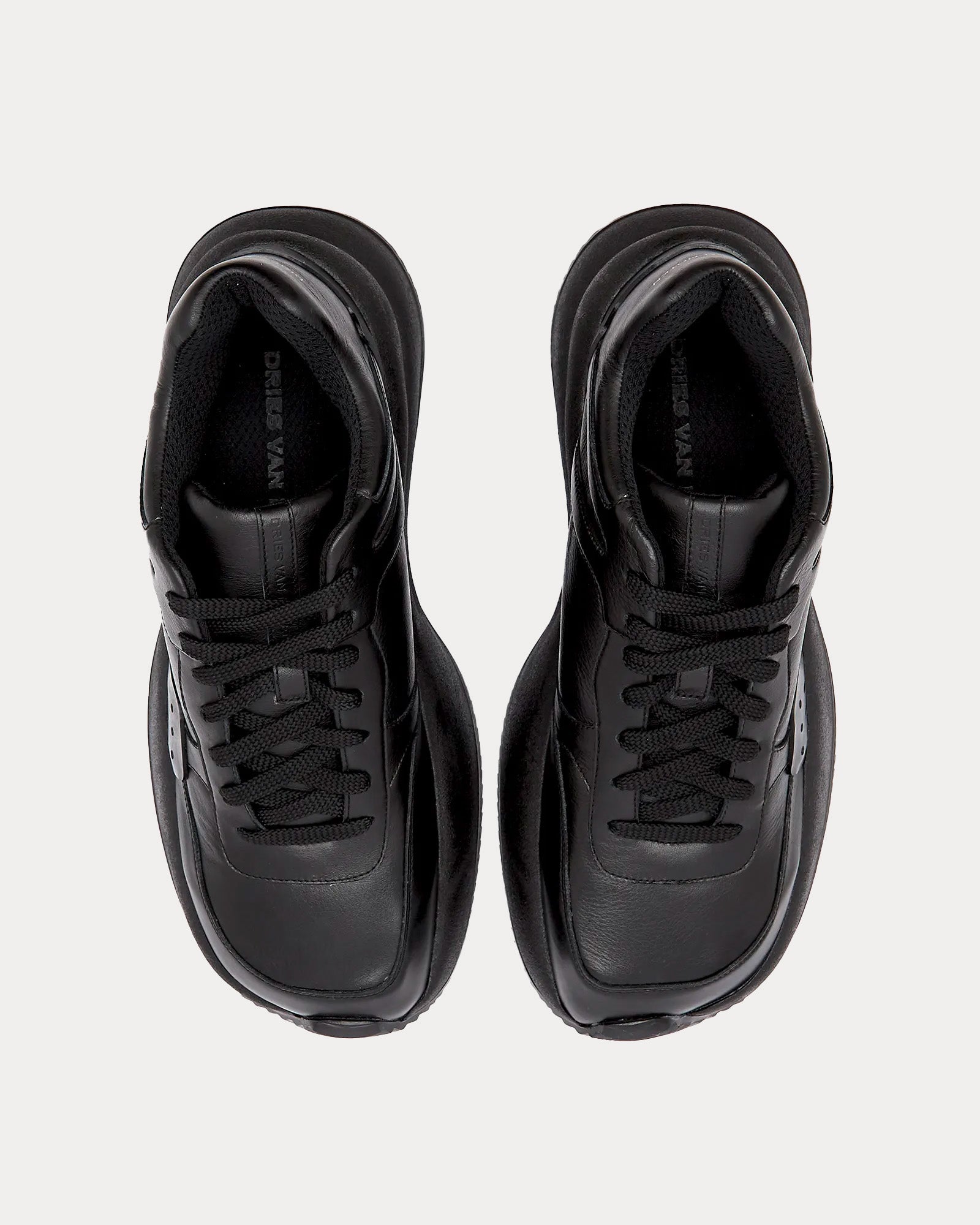 Dries Van Noten - Oversized Leather Black Low Top Sneakers