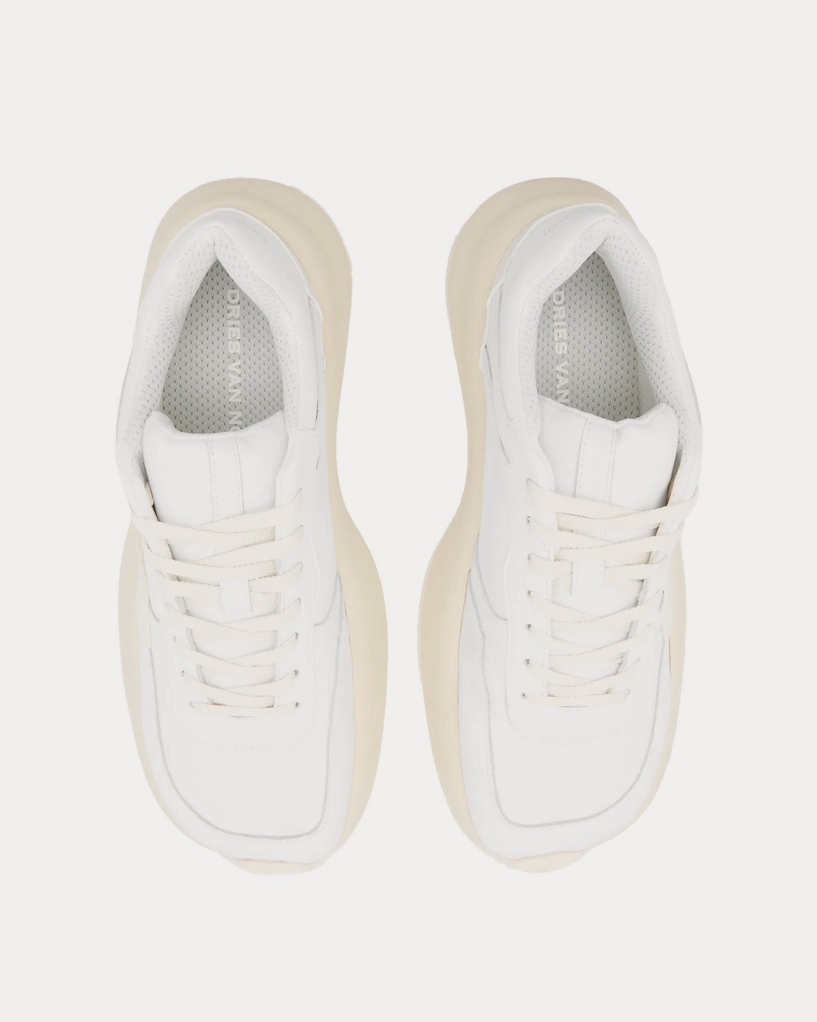 Dries Van Noten - Oversized Leather White Low Top Sneakers