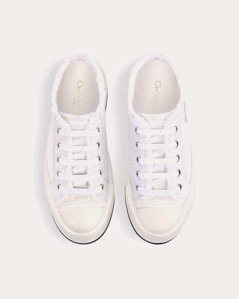 Dior Dioriviera Walk'n'Dior Platform White Fringed and Embroidered Cotton Canvas Low Top Sneakers - 2