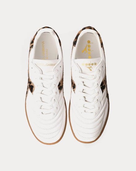 Dolce & Gabbana x Diadora Calfskin White / Leopard Low Top Sneakers - 2
