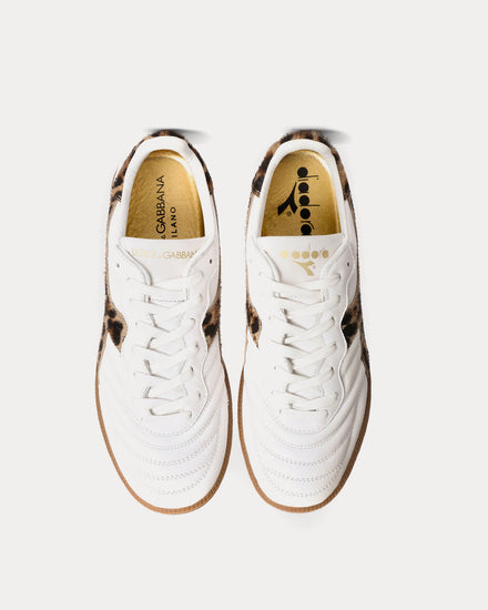 Dolce & Gabbana x Diadora Calfskin White / Leopard Low Top Sneakers - 6
