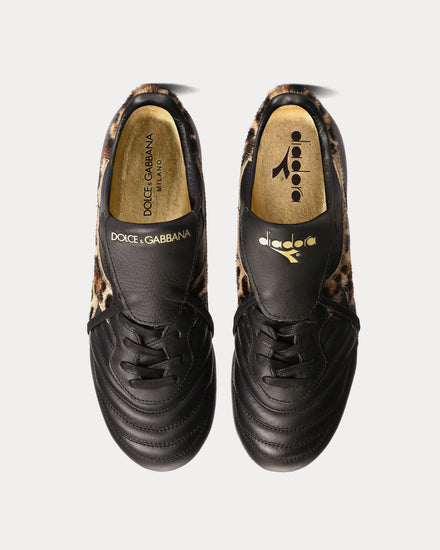 Dolce & Gabbana x Diadora Calfskin Black / Leopard Football Boots - 6