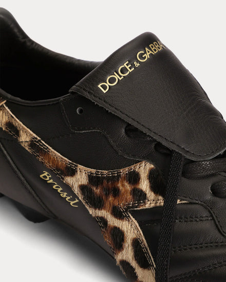 Dolce & Gabbana x Diadora Calfskin Black / Leopard Football Boots - 7
