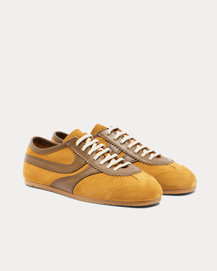 Dries Van Noten Dustin Suede Ochra Yellow Low Top Sneakers - 2