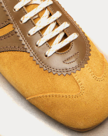 Dries Van Noten Dustin Suede Ochra Yellow Low Top Sneakers - 4