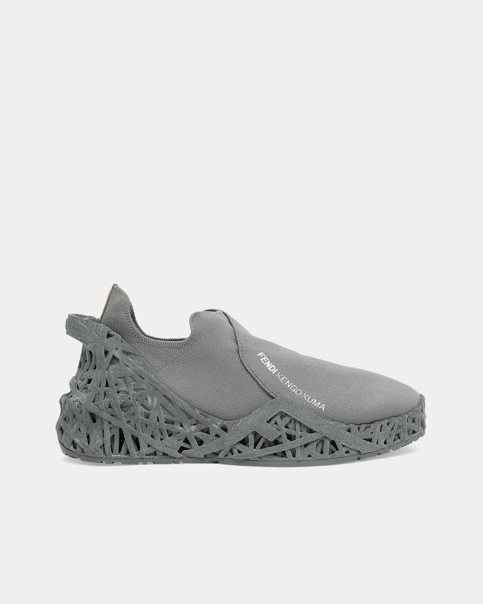 Fendi x Kengo Kuma - Flow Mesh Grey Slip On Sneakers