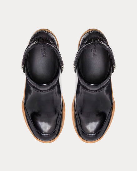 Fendi Lab Leather Black Clogs - 2