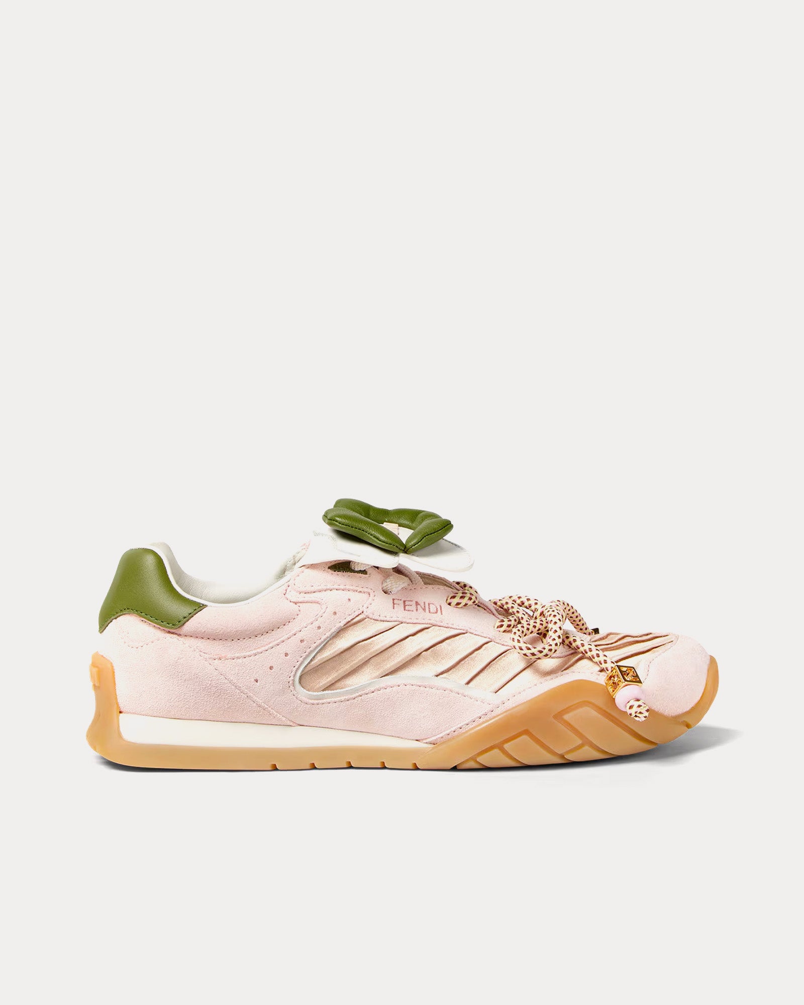 Fendi Women's Wave Pulse Satin & Suede Pink Low Top Sneakers