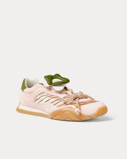 Fendi Wave Pulse Satin & Suede Pink Low Top Sneakers - 3
