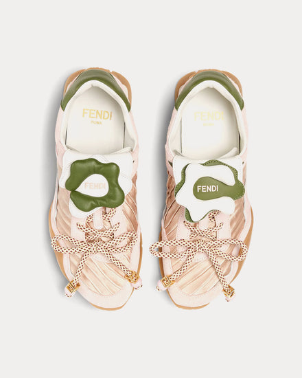 Fendi Wave Pulse Satin & Suede Pink Low Top Sneakers - 2