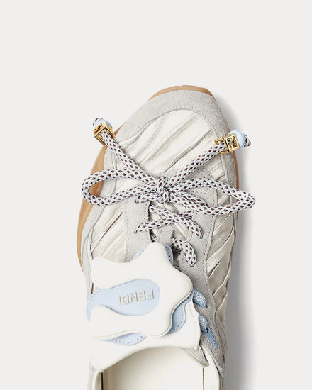Fendi Wave Pulse Satin & Suede Grey Low Top Sneakers - 5