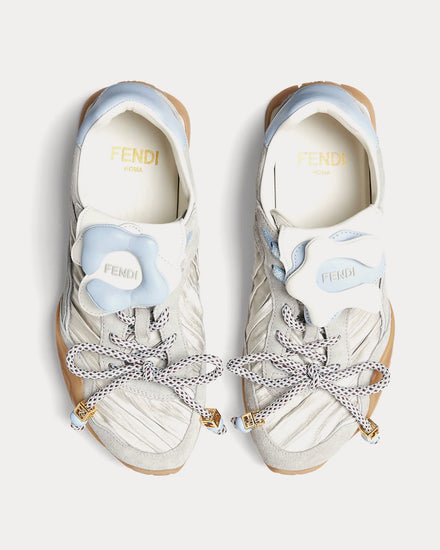 Fendi Wave Pulse Satin & Suede Grey Low Top Sneakers - 2