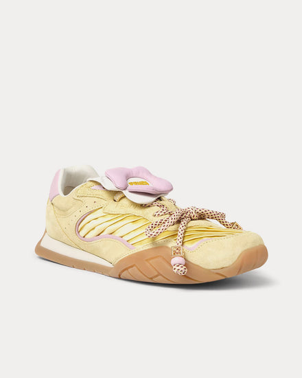 Fendi Wave Pulse Satin & Suede Yellow Low Top Sneakers - 3