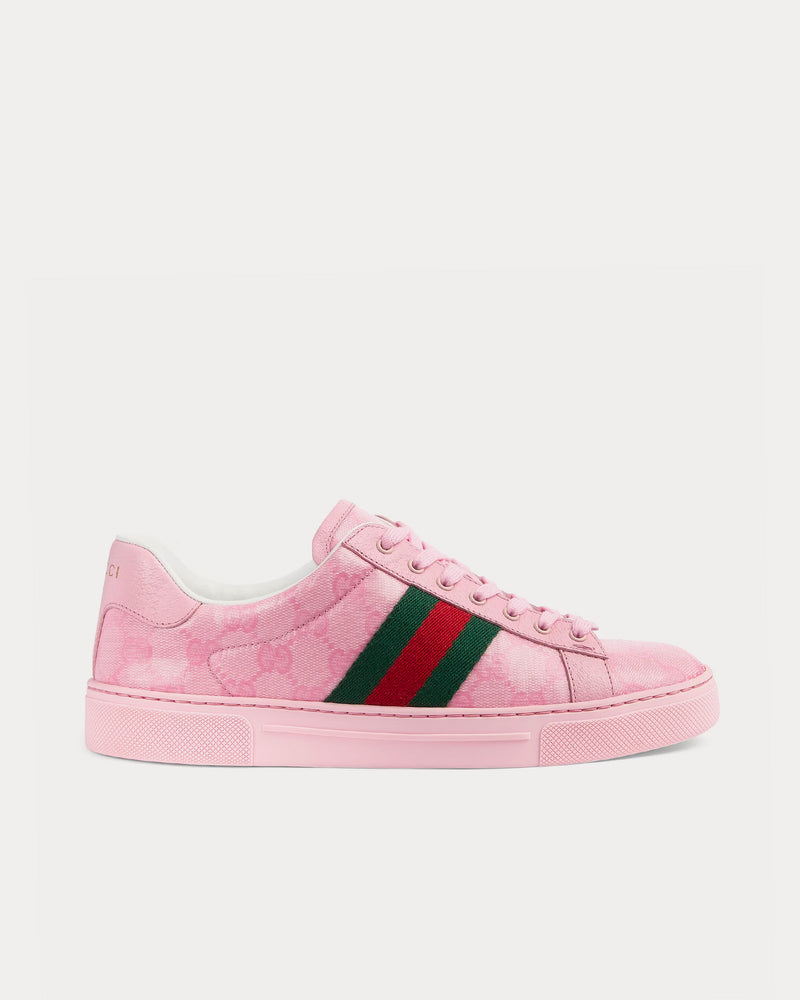Gucci Women's Ace GG Crystal Canvas Pink Low Top Sneakers Trainers