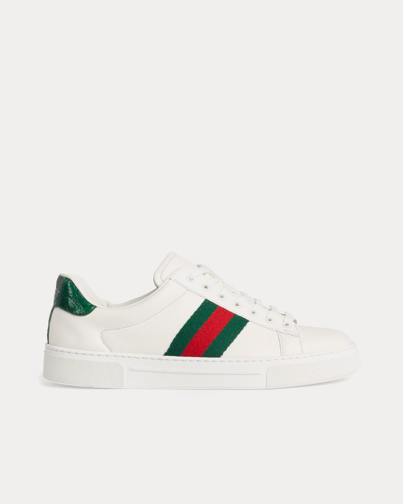 Gucci Women's Ace With Web Leather White / Green / Red Low Top