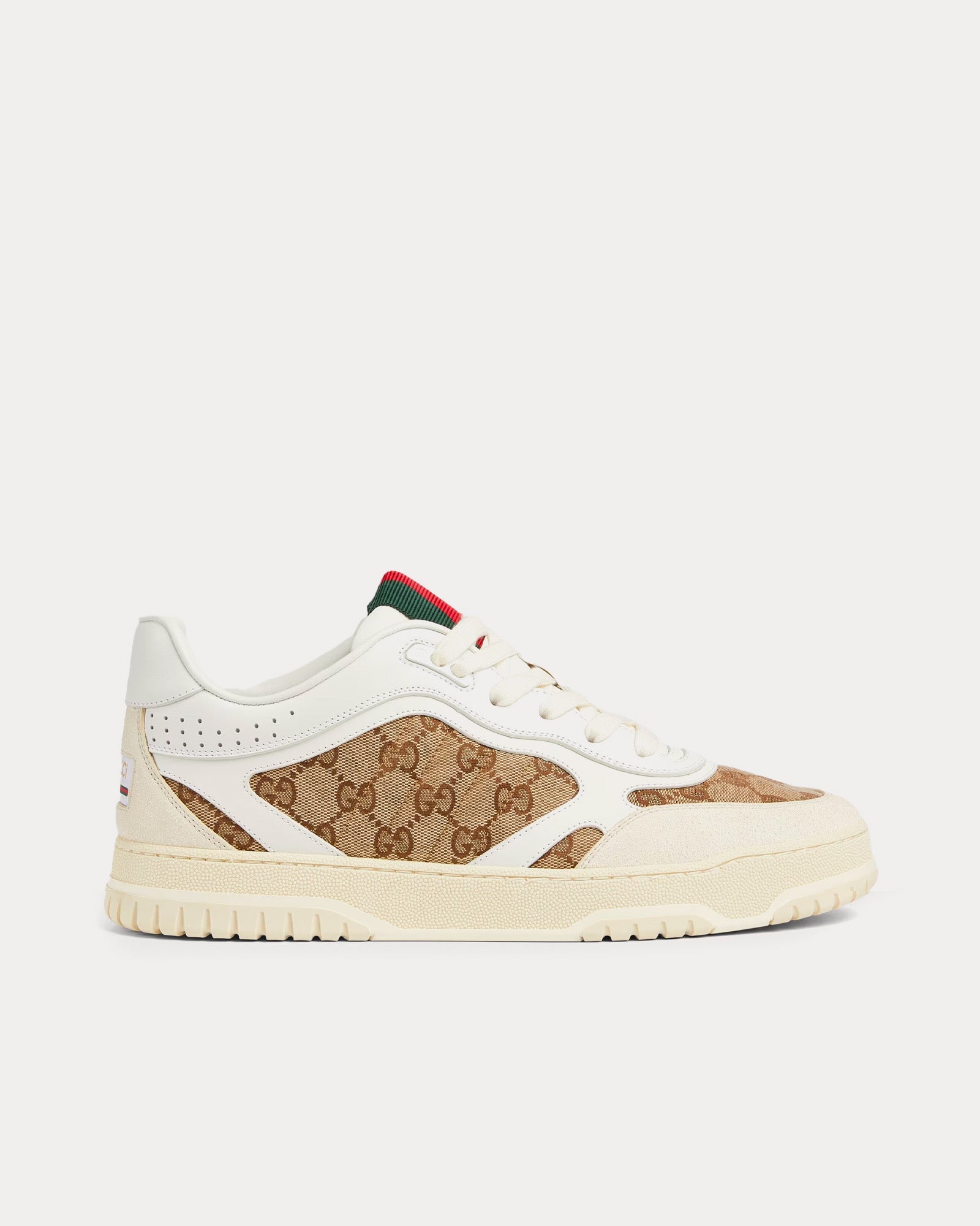 Gucci - Re-Web Leather with Original GG Canvas White Low Top Sneakers