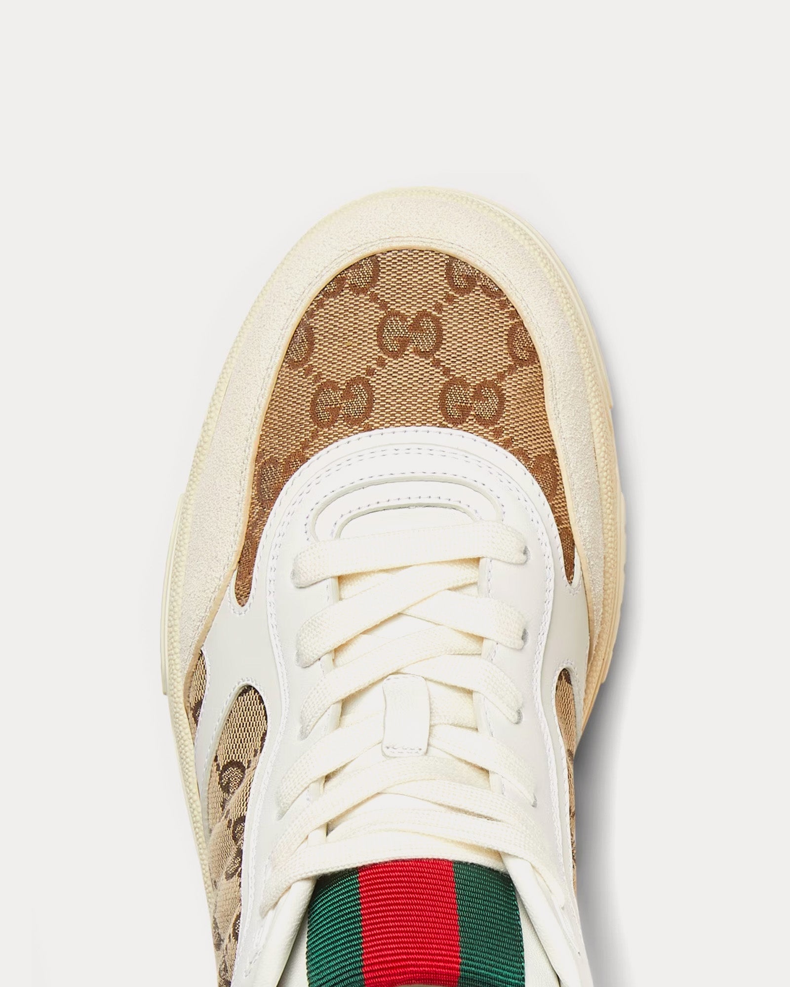 Gucci - Re-Web Leather with Original GG Canvas White Low Top Sneakers