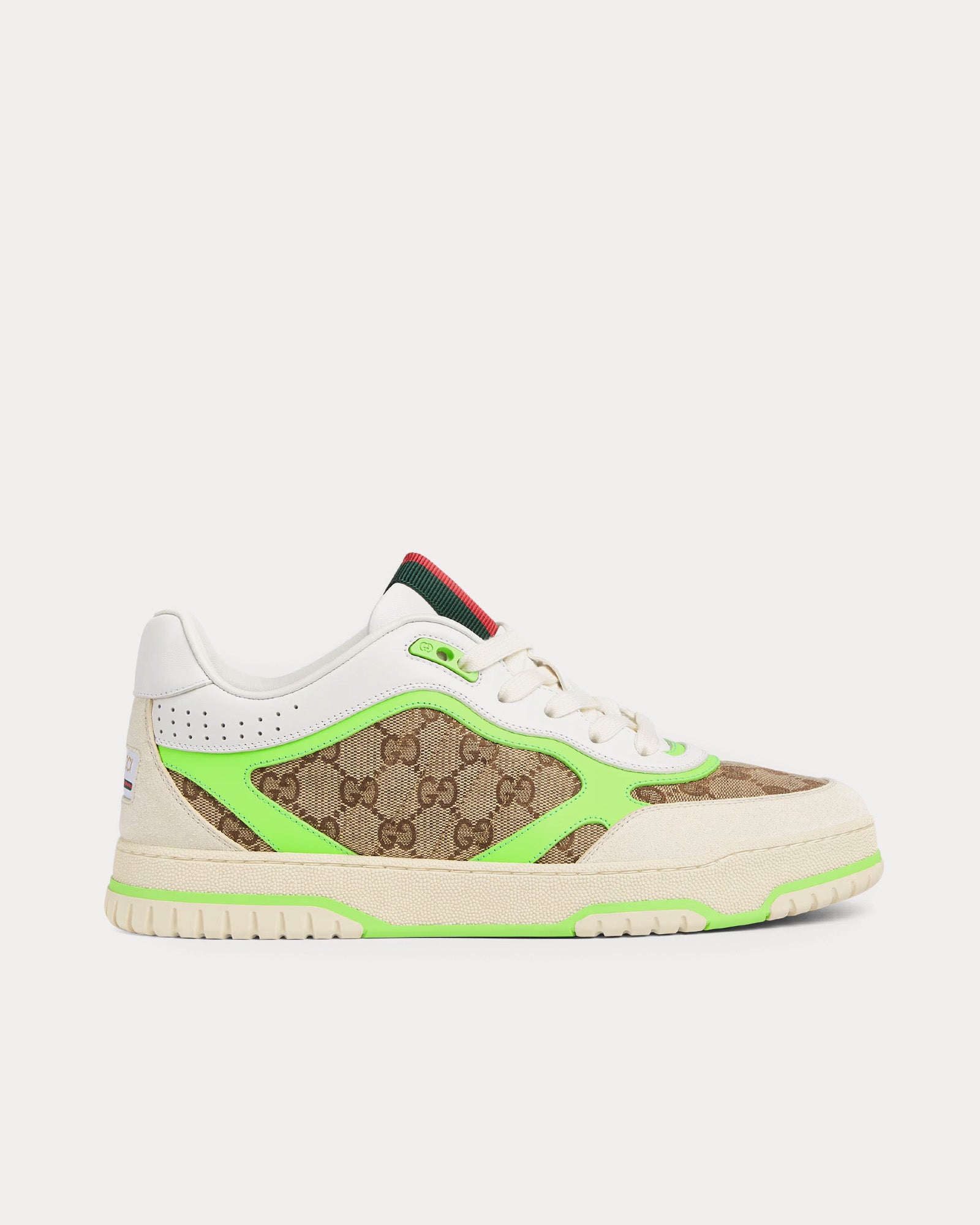Gucci White Leather Low-Top Sneaker with Green and Red Web Gucci-Low-top-Web-Sneakers.jpg main image 2
