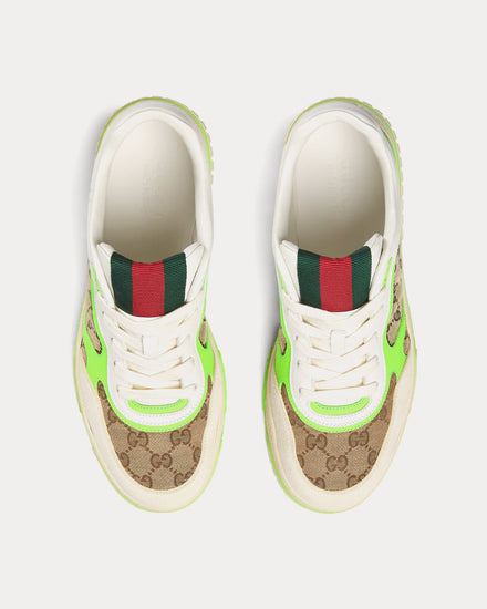 Gucci Re-Web Leather with Original GG Canvas White / Green Low Top Sneakers - 2