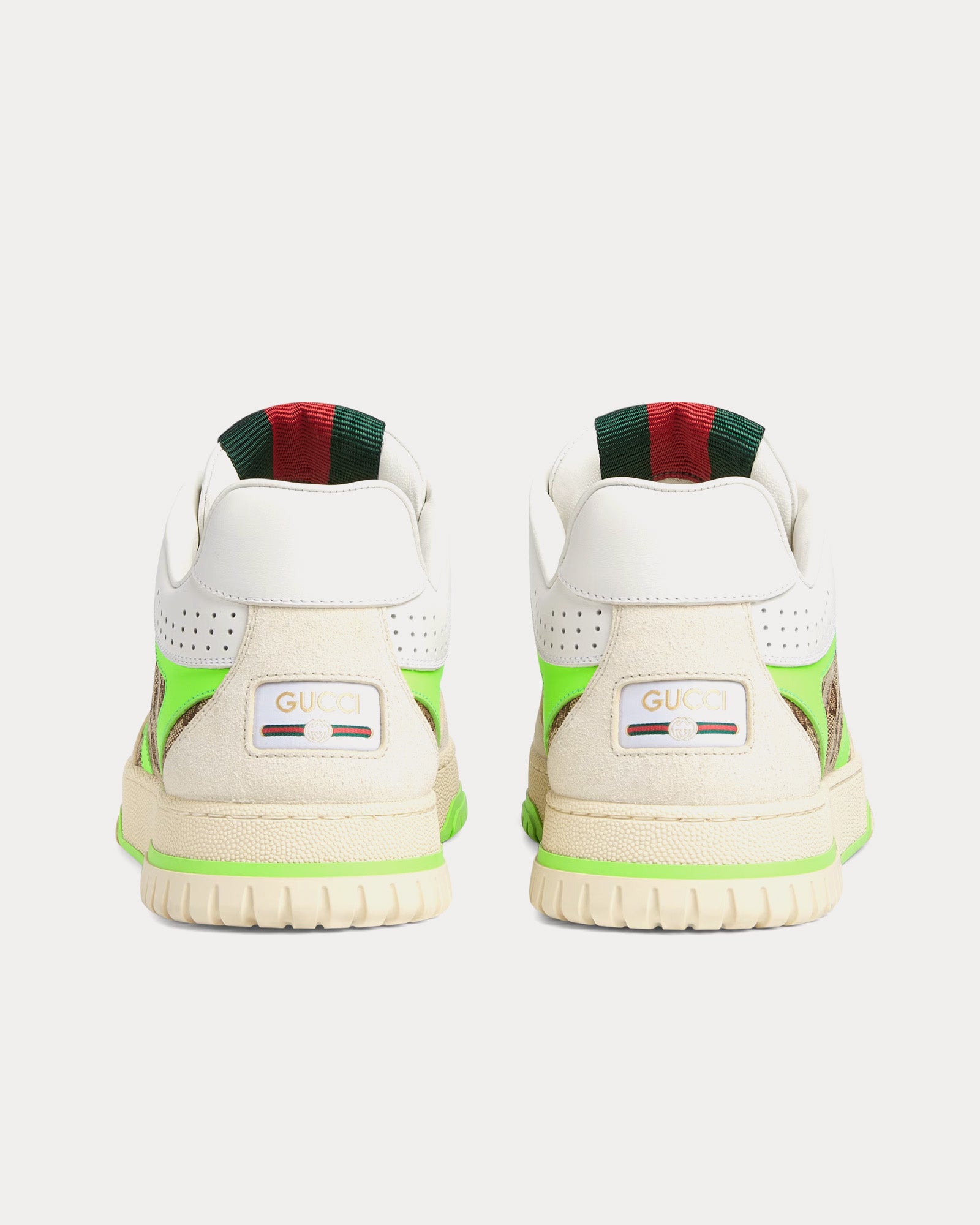 Gucci - Re-Web Leather with Original GG Canvas White / Green Low Top Sneakers