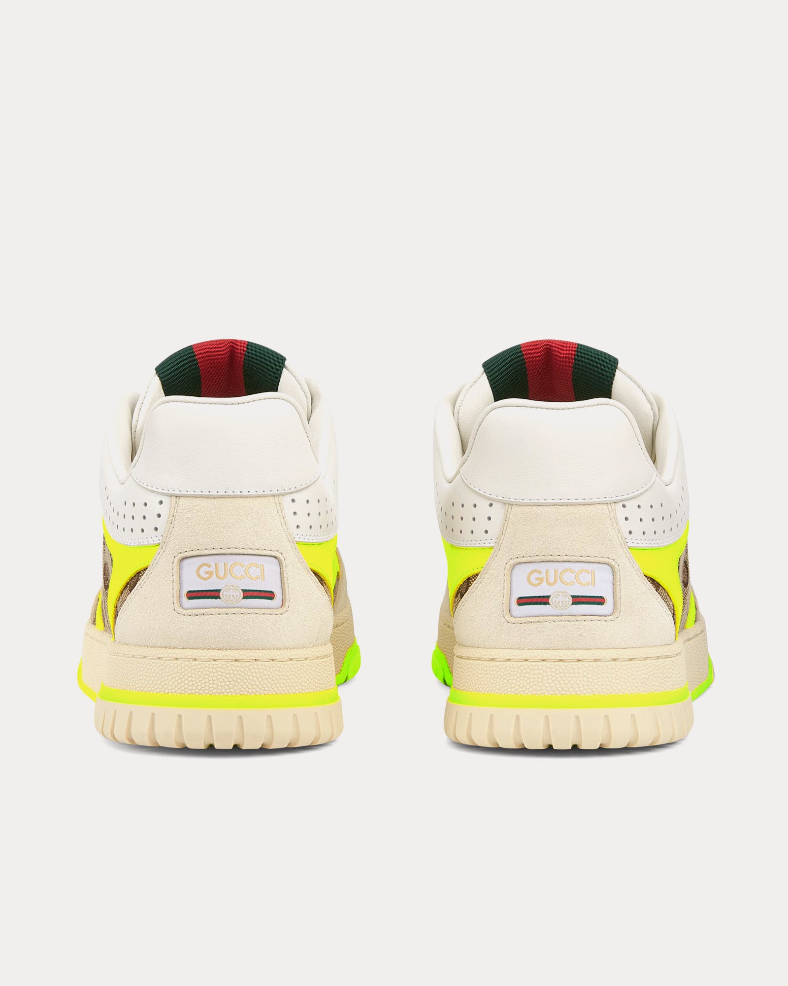 Gucci - Re-Web Leather with Original GG Canvas White / Yellow Low Top Sneakers