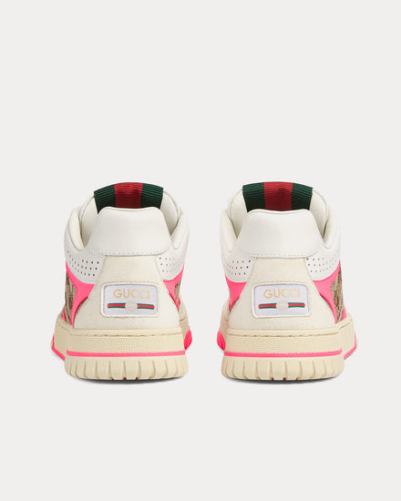 Gucci Re-Web Leather with Original GG Canvas White / Pink Low Top Sneakers - 3